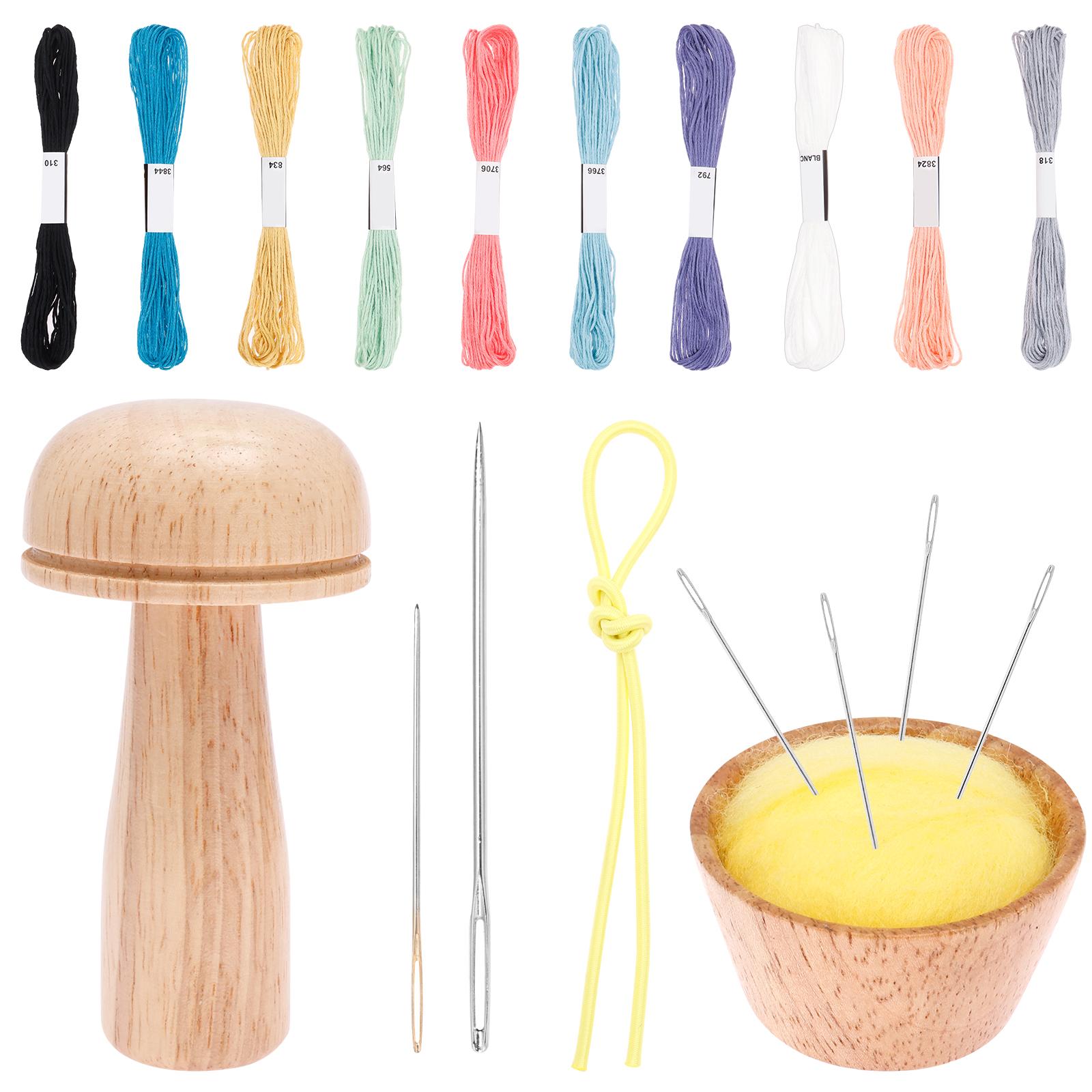 Mini Darning Tool Set Mushroom Knit Patch Kit DIY Weaving Repair Tools Multi-purpose Sewing Kit for Mending Jeans and Clothes