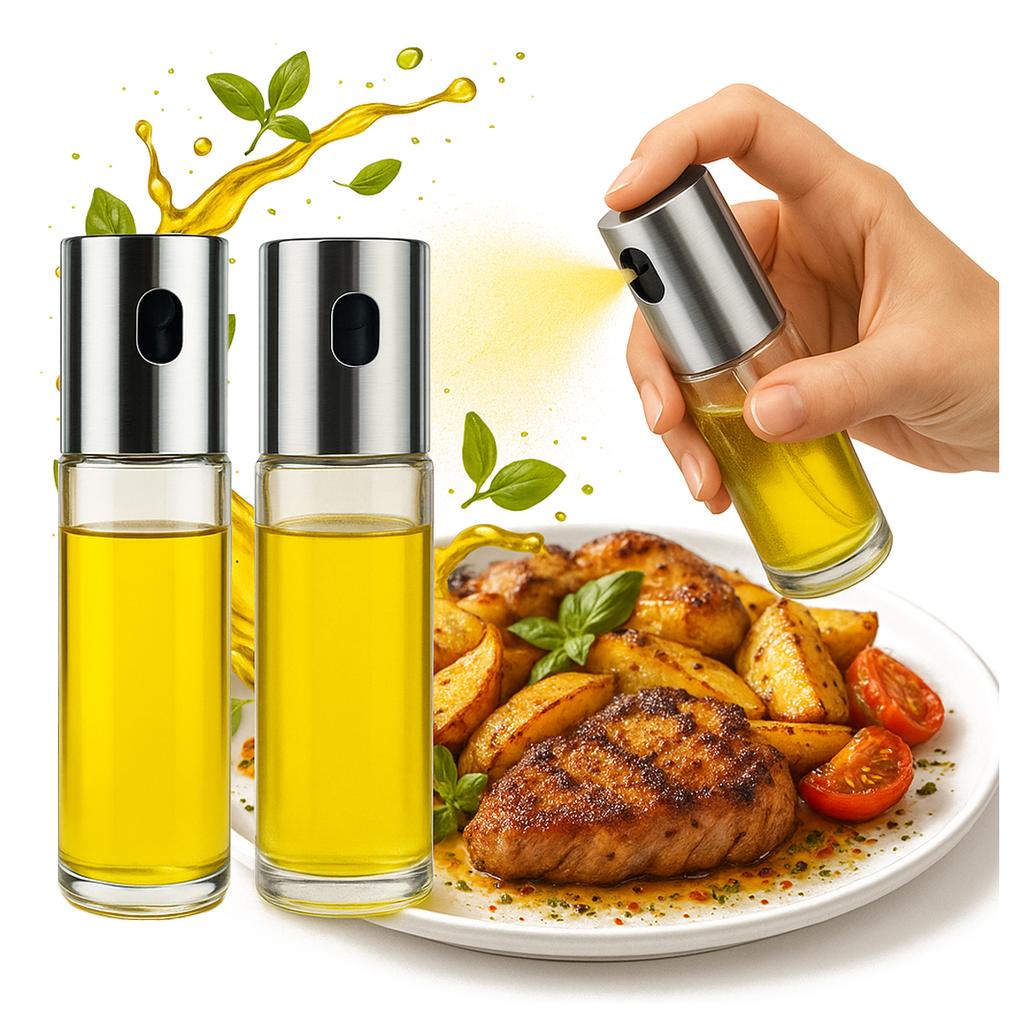 2xOlive oil spray 100ml glass sprayer oil dispenser kitchen spray