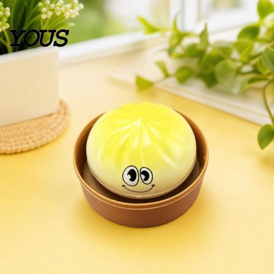 Dumpling Squeeze Toy Cartoon Expression Toy, Anxiety Relief Dough Stress Ball Fidget Stretchy Steamed Bun Sensory for Kids Adults Reliever
