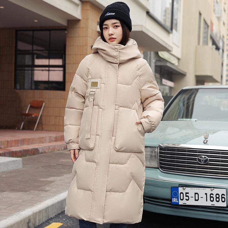 

European Winter 2024 Women s Detachable Hood Mid-Length Down Cotton Coat M
