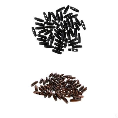 100Pcs Two Holes Oval Shape Wooden Toggle Buttons For Sewing Crafting Scrapbooking