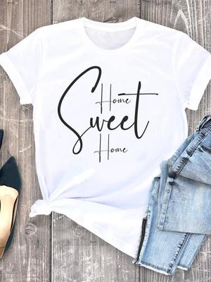 (Asian Size) Women Trend Letter Style Clothing Tee Graphic T Shirt Fashion Casual Lady Female Top Spring Summer Printed Short Sleeve T-shirts