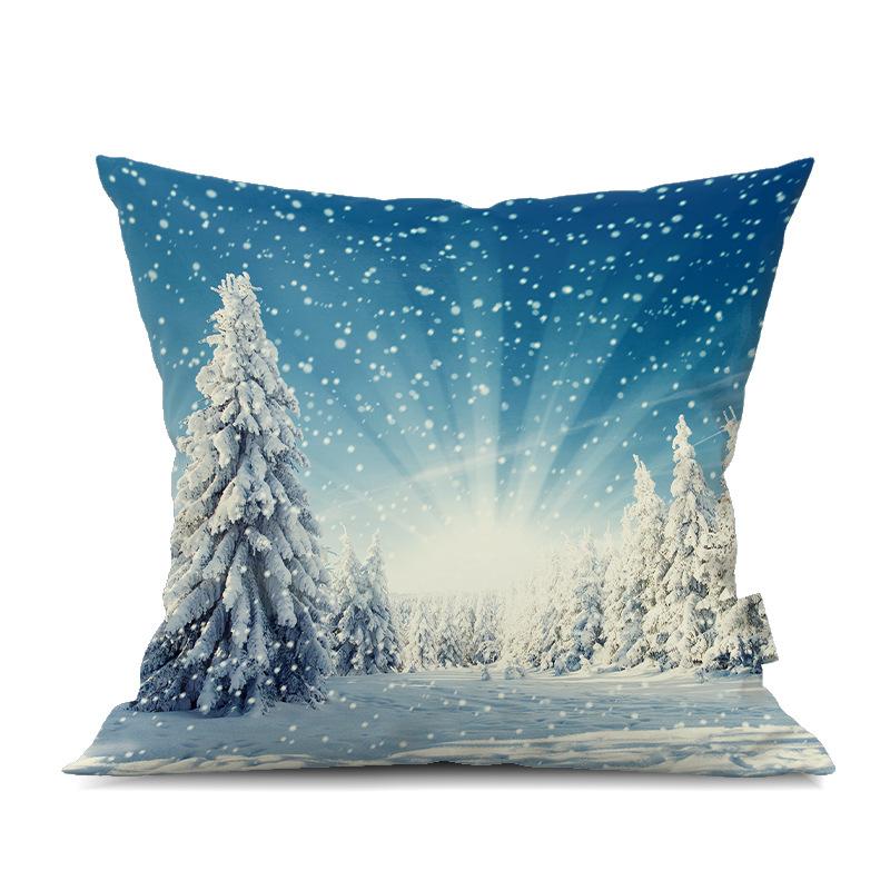 2022 New Christmas Snowman Peach Skin Pillow Case Cute Cartoon Waist Pad Back  Home Decoration