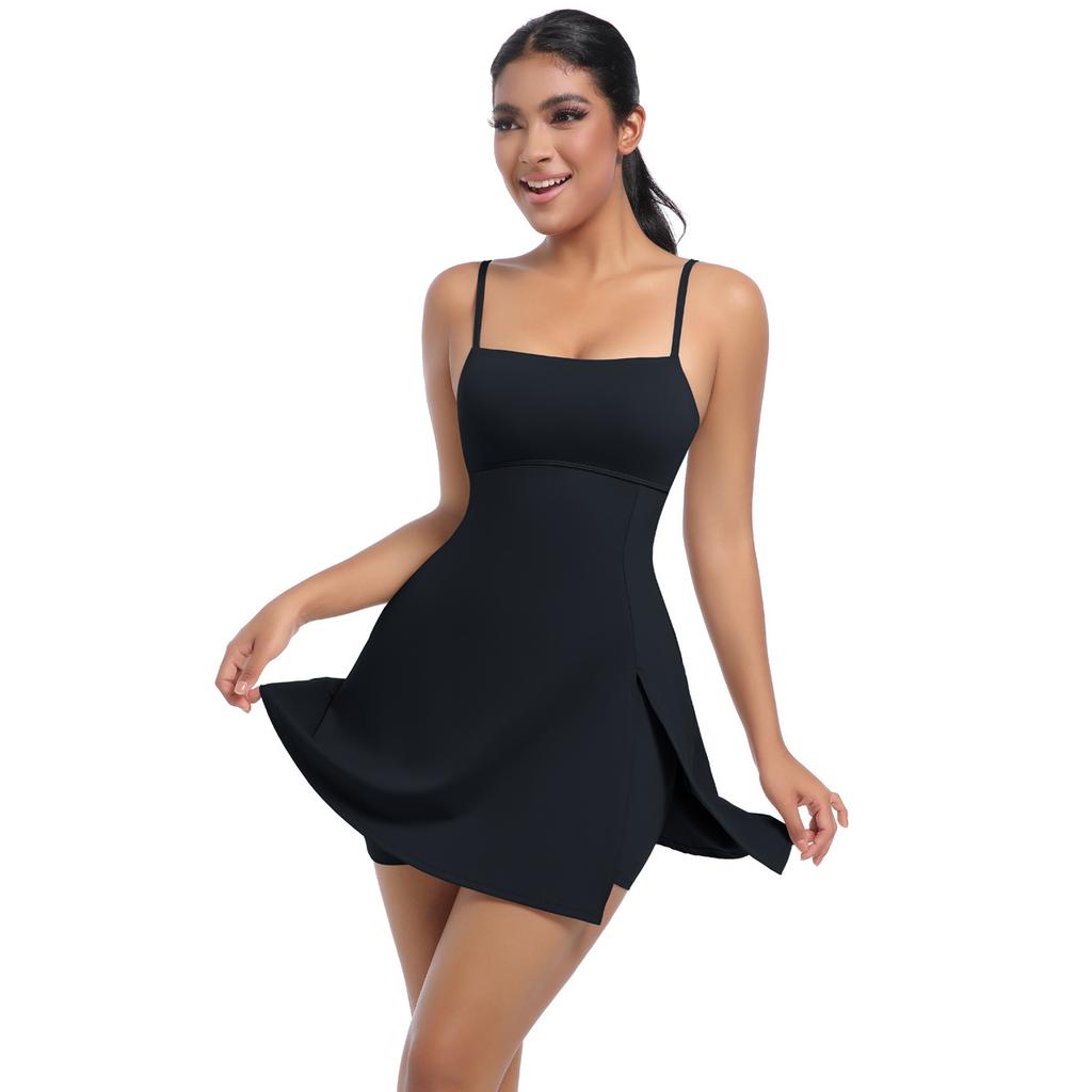 New Cool Camisole Jumpsuit Tennis Skirt Sexy Back Leggings Fitness Solid Color Sports Dress For Women