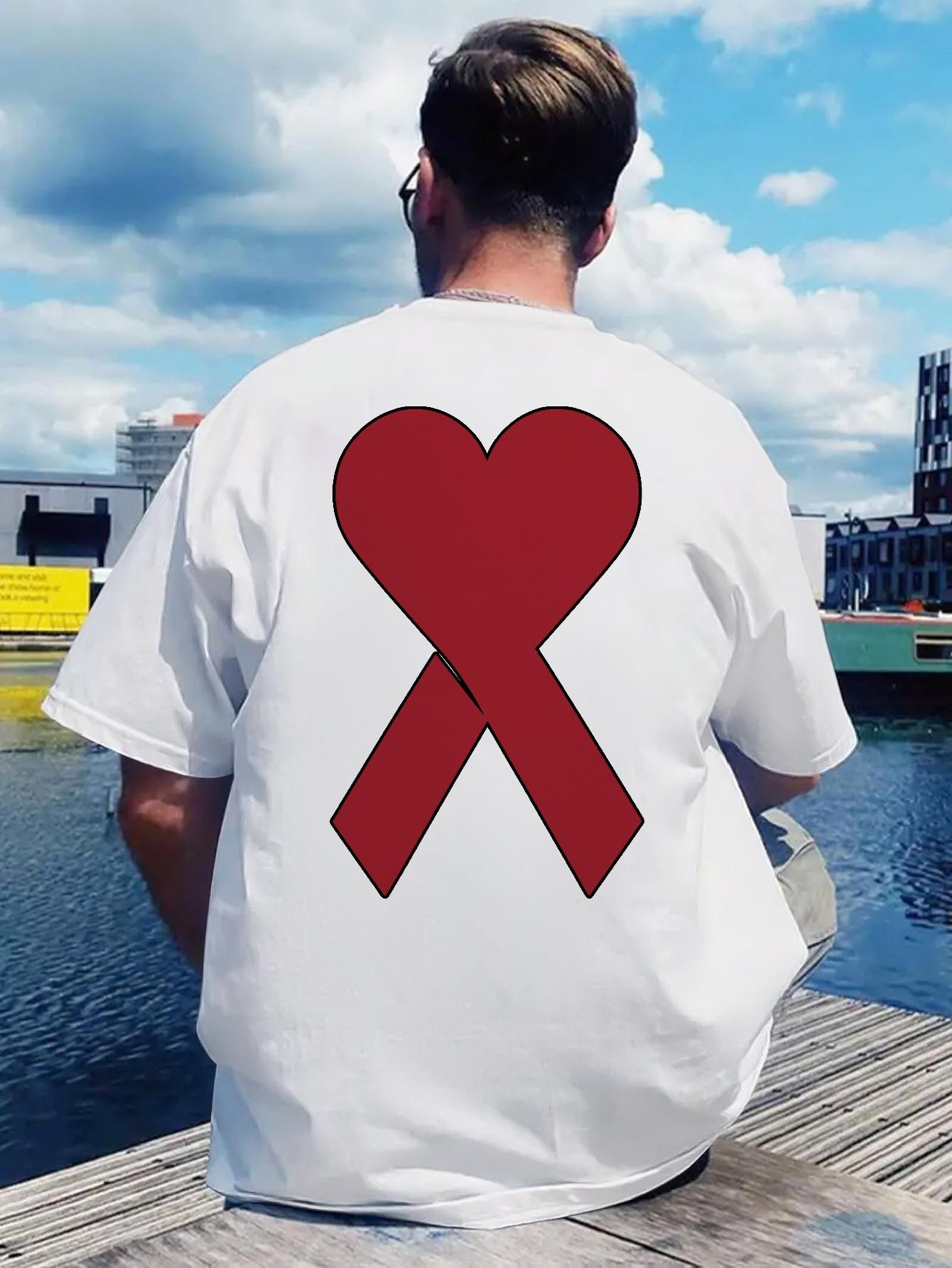 Black Graphic T-shirt - Back Print Red Heart design XXXL