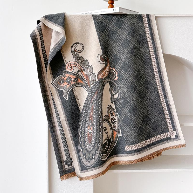 

Fashion Personalized Cashew Flower Printing Double-Sided Imitation Cashmere Scarf Women S Winter Comfort And Advanced 185cm