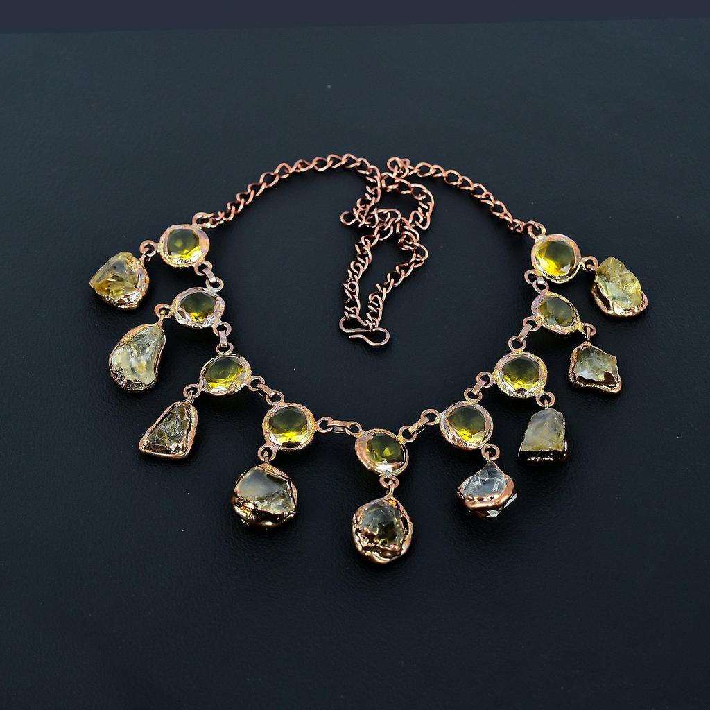 Citrine Necklace, Gemstone Copper Electroformed Jewelry Necklace, Handmade Jewelry, For Anniversary Gift