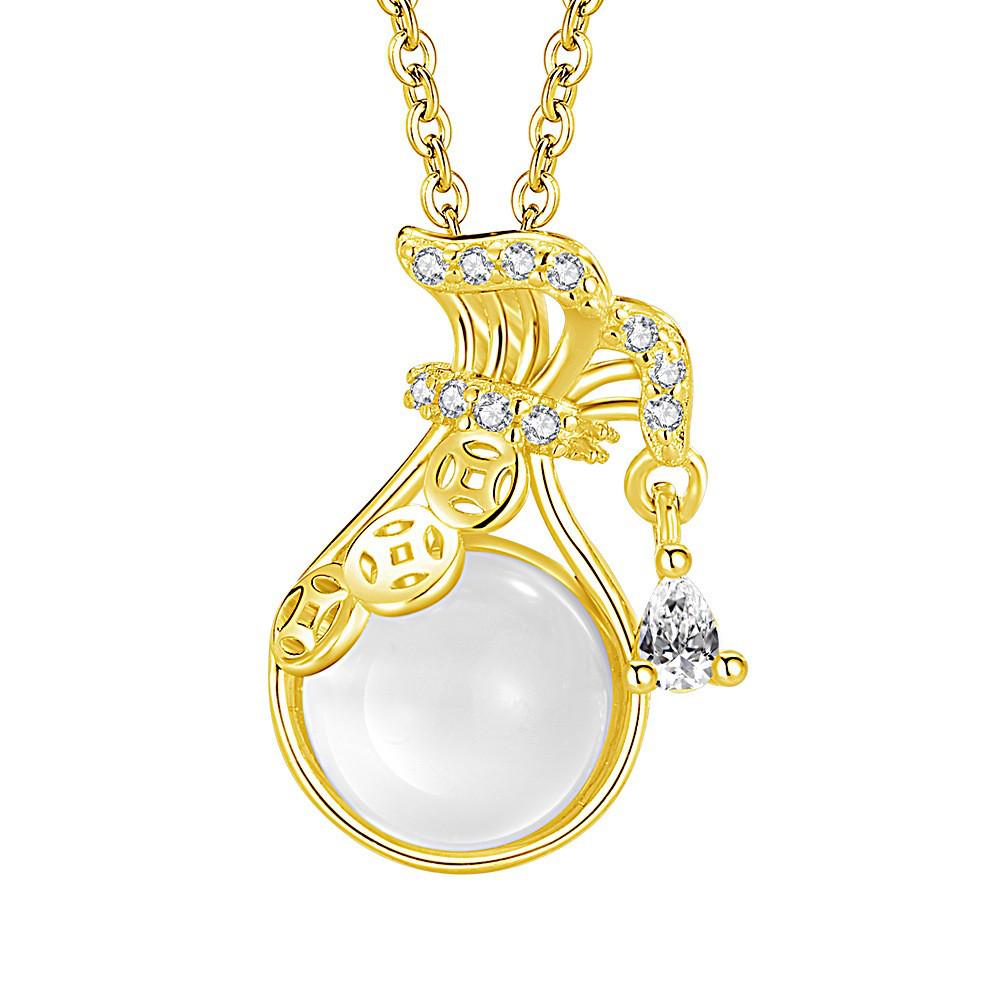 S925 Sterling Silver Ruyi White Chalcedony Lucky Bag Necklace - Niche Design Gift for Women, Friends, or Girlfriend