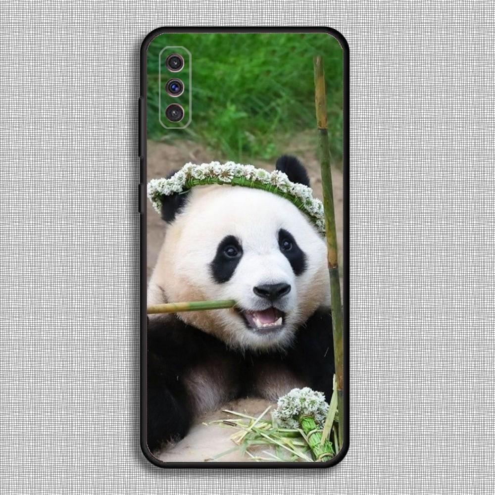 Cute Fubao panda Phone Case For Samsung S23,23,22,30,21,10,9,Note20 Ultra,Lite,Ultra,5G,Plus,FE,Black Soft Case Samsung S205G