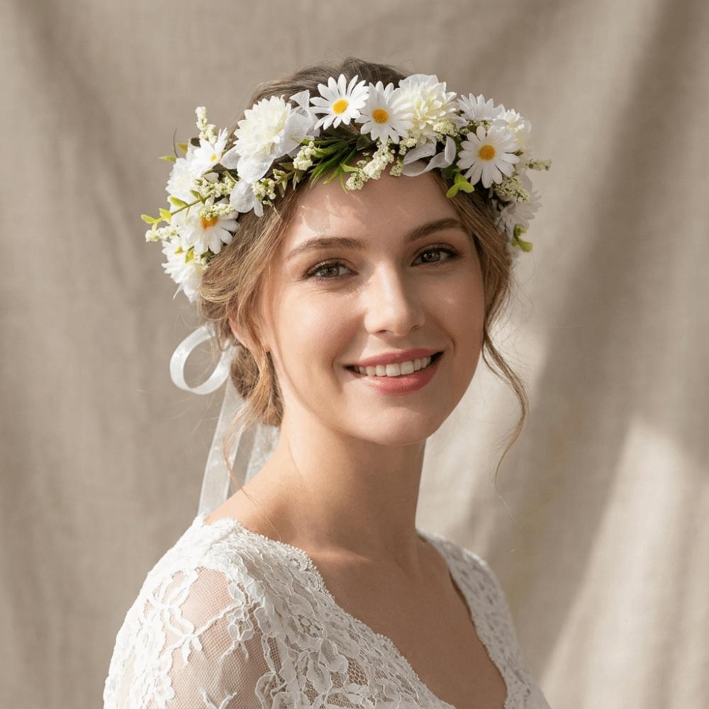 Korean Style Flower Crown Simulated Flower Bridal Wreaths Elegant Floral Headband Children