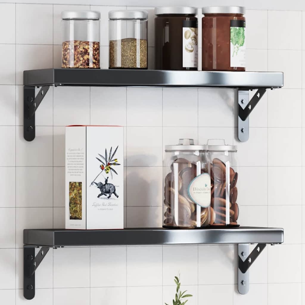Shelf Brackets 4 pcs 15 x 2.5 x 11.5 cm Black Stainless Steel