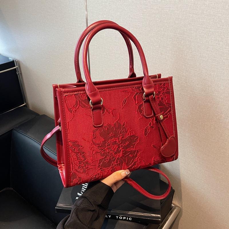 

Сумка Guofeng женская 2024 года, новая модная красная свадебная сумка, сумка через плечо, большая вместительная свадебная сумка