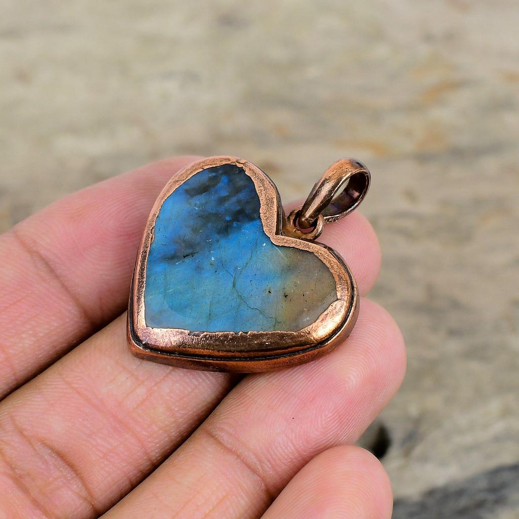 Labradorite Pendant Electroformed Copper Pendant Antique Jewelry Handmade Brand New Pendant Electroformed Gemstone Jewelry Anniversary Gifts