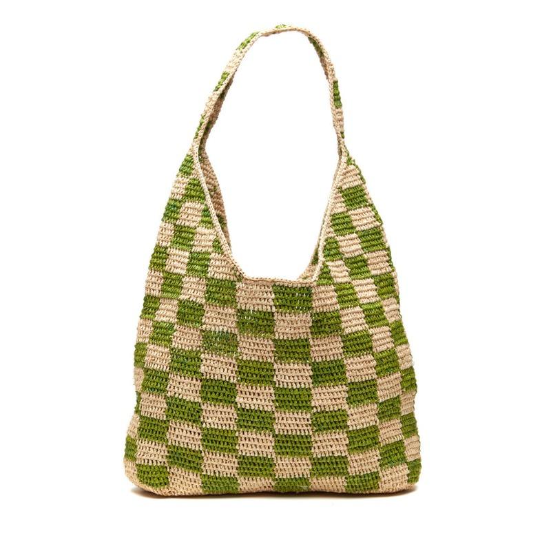 

Lafite straw bag checkered bag hand-woven armpit large-capacity portable tote bag straw woven bag female 40.64 * 26.67 * 10.16cm Handle height 33.02cm