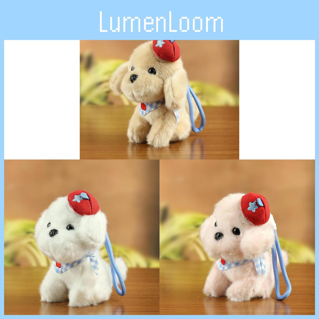 Cute Sitting Dog Plush Toy With Polyester Fabric For Backpack Ornament Collectible