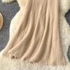 Autumn Winter Women French Elegant Knitted Long Midi Slim Bodycon Fishtail Skirt
