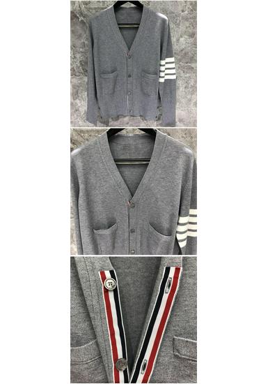 TIME BREATHE Unisex úzký vlněný kardigan, výstřih do V, čtyři knoflíky, klasický styl