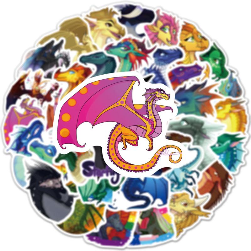 60Pc Fire Wing Dragon Cartoon Stickers Same Cute Stickers Vtuber Luggage Stickers Mug Stickers Notebook Decoration Stickers
