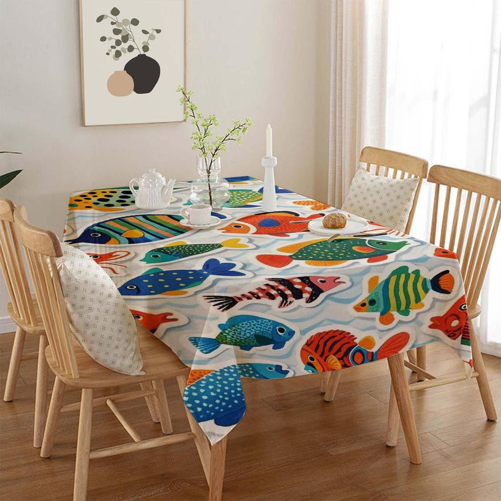Ocean Series Polyester Tablecloth: European Style Dining & Festival Decor for Home and Hotel.