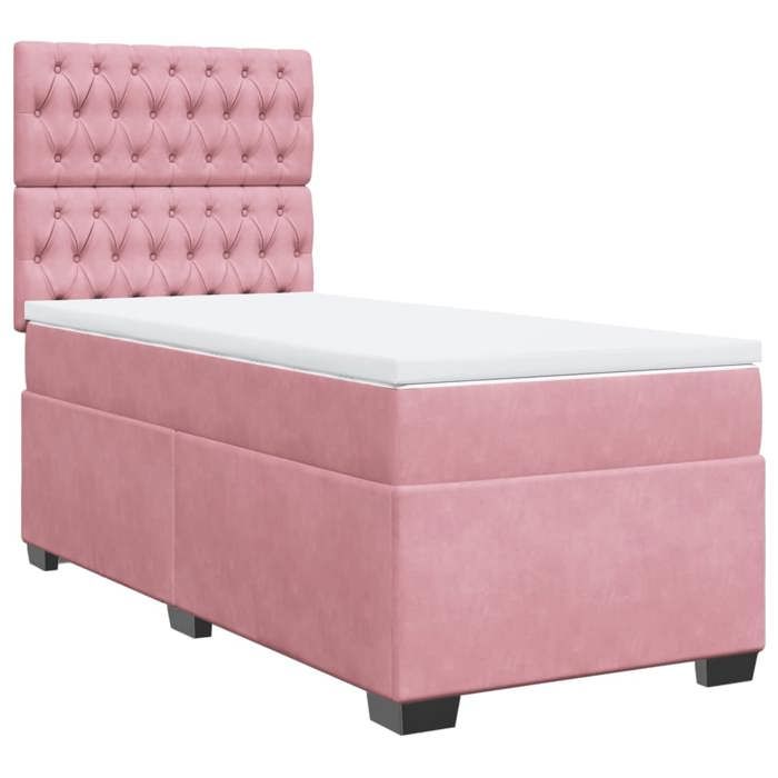 Maison Exclusive - Sommier à lattes de lit avec matelas Rose 90x190 cm Velours