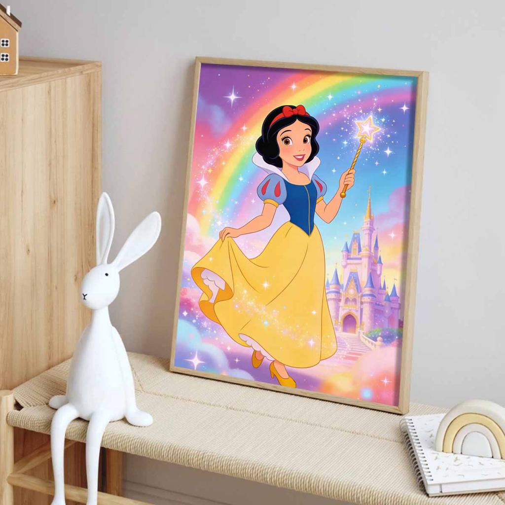 Disney 5D DIY Full Circle Diamond Painting Kit Snow White Castle Rainbow Sparkle Home Decor Gift