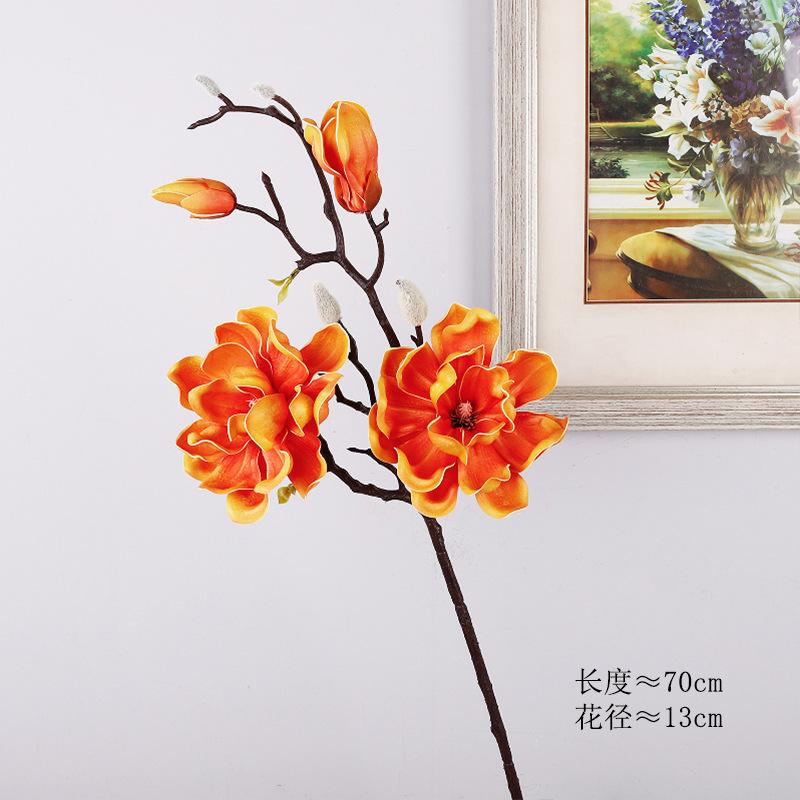 Simulation of Mid-branch Magnolia, Head Magnolia Desktop Flower Arrangement, Fake Flower Simulation of Magnolia Wedding PU Flower Material