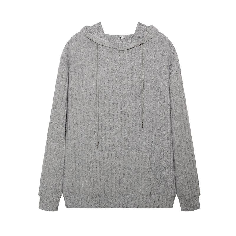 Spring Autumn Women's Casual Long Sleeve Knit Sweater Ladies Fashion Drawstring Hooded Pullover Sweatshirt Tops