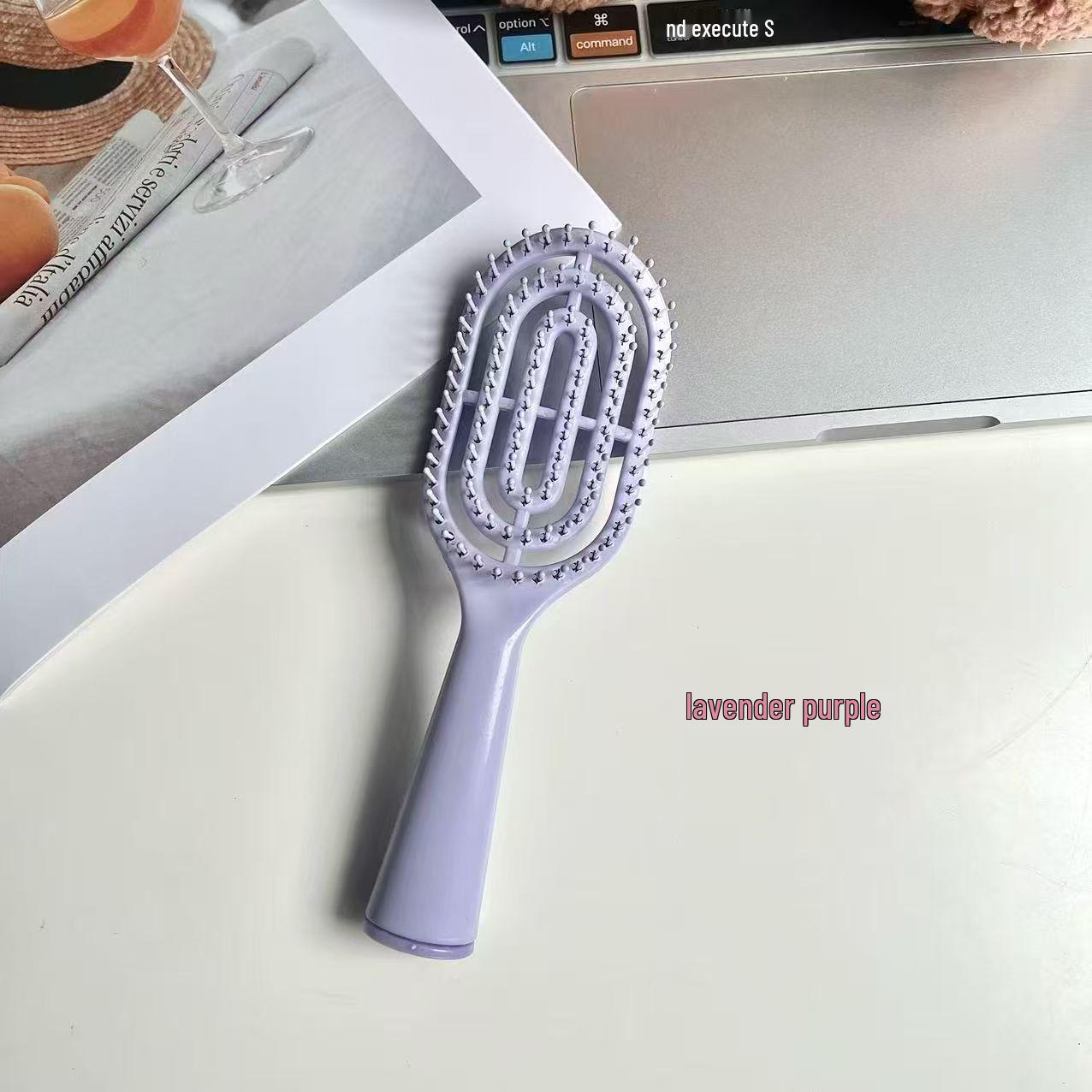 

Macaron Mini Ribbed Comb - Long Handle Fluffy Massage, Wet & Dry Dual-Use for Styling лаванда фіолетовий колір