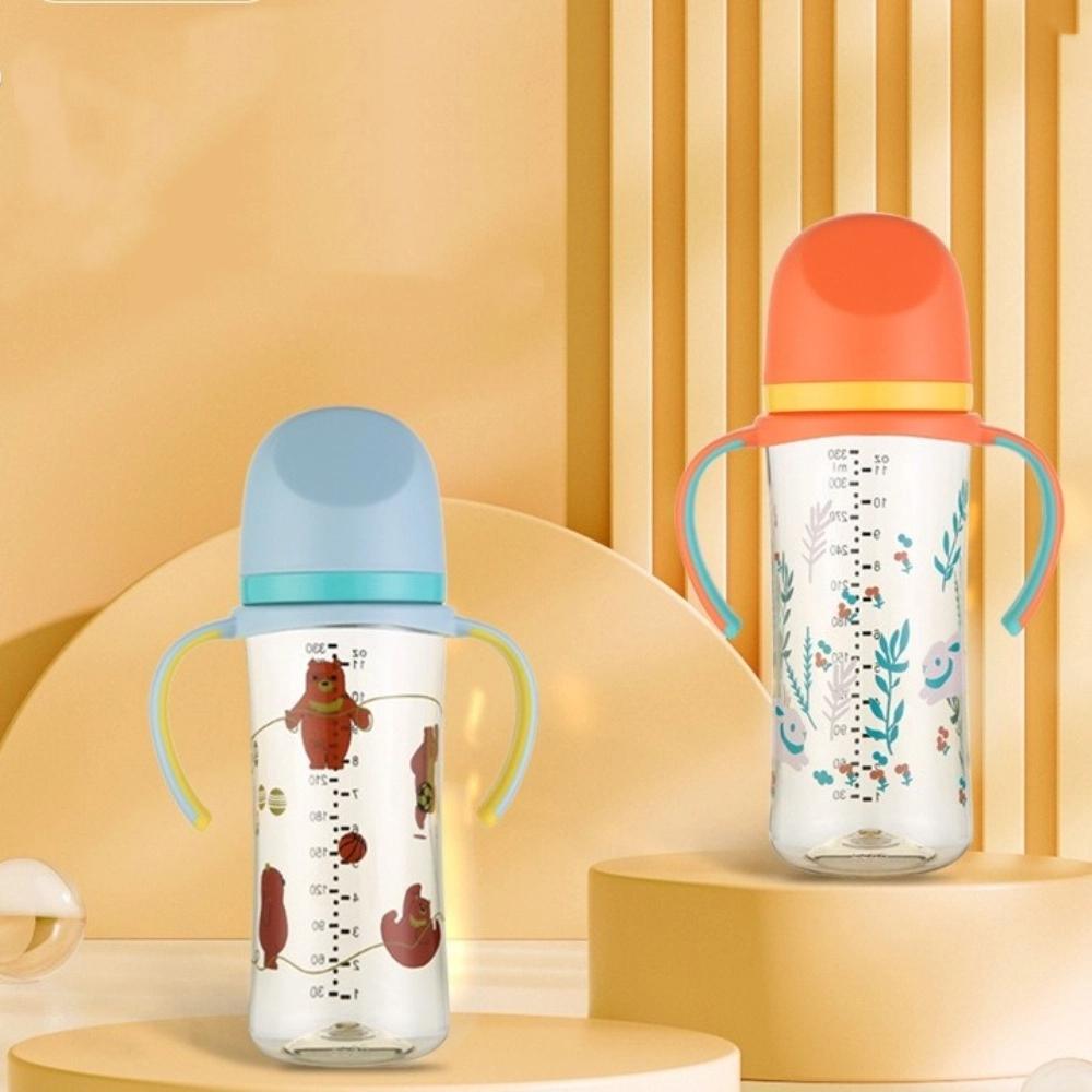 with Handle Baby Milk Bottle Cartoon Baby Drinking Cup Portable Baby Feeding Bottle  Travel