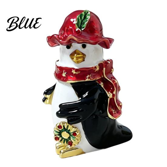 Small Jewelry Organizer for Earrings Christmas Theme Box with Magnetic Hinge Alloy Enamel Vintage Decorative Case Rhinestones Style Organizer,