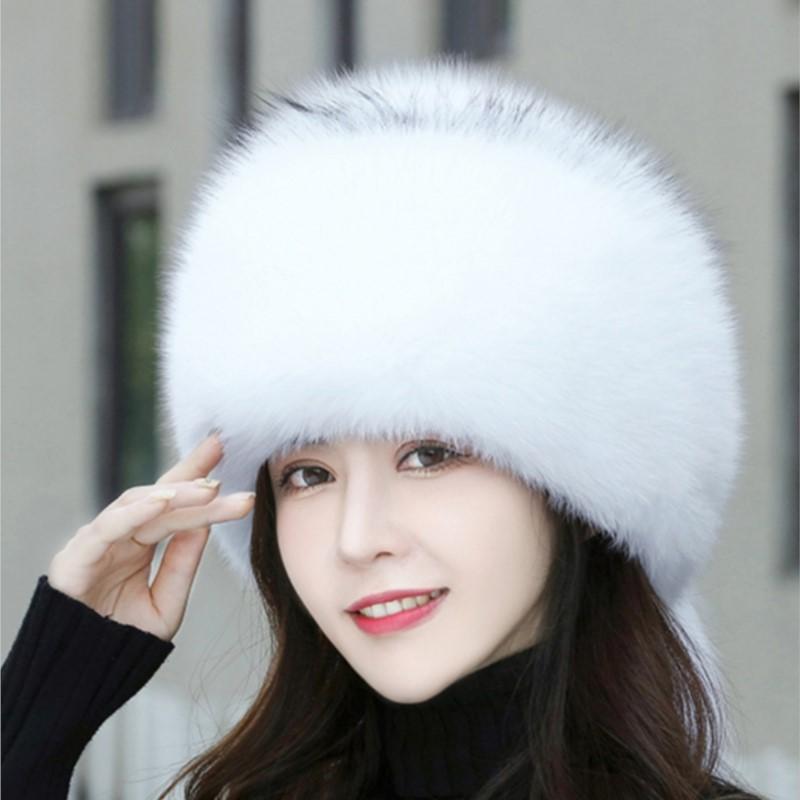 New winter fox fur hat Women genuine fur bomber hat Luxury fashion warm hat thickened outdoor genuine fox fur caps
