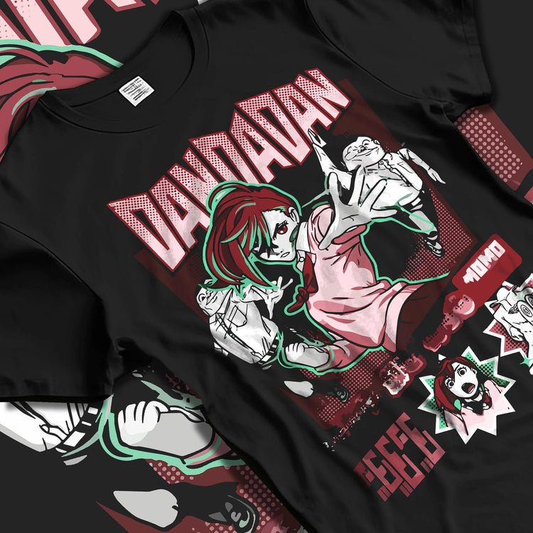 2026 Dandadan Main Cast Group Single Sided Tshirt Pink Gradient Title Anime Collage Print Oversized Cotton Tee For Otaku Fans