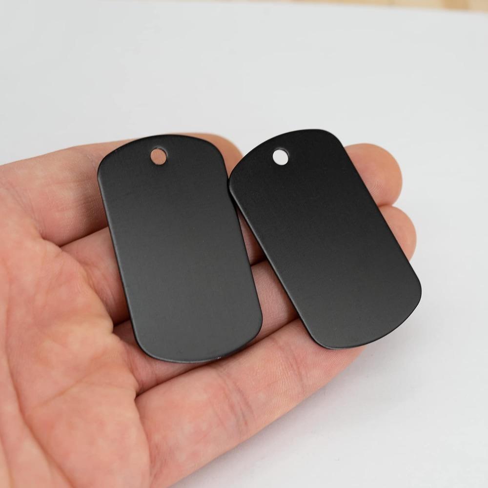 25pcs Stamping Blank Dog Tags - Black Anodized Aluminum Engraving Blanks, Metal Tags for Personalized Engraving