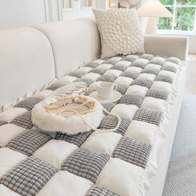Korean Hand-Spliced Steamed Bread Cushion Sofa Cushion  New Non-Slip Seat Cushion Simple Modern Bay Window Cushion Cover Cloth