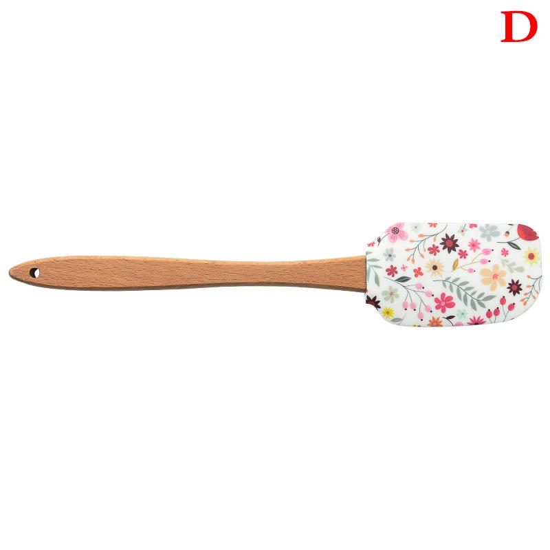 Antihaft-Silikon-Kochgeschirr mit Holzgriff Spatel Löffel Pinsel Sets Buntes Backen Küchenspatel Werkzeuge 30.5cm