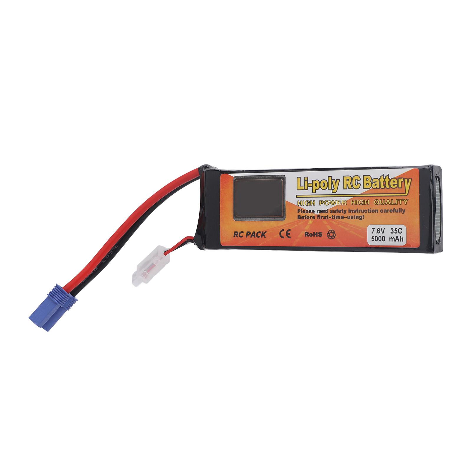 

Літій-іонний акумулятор для RC-автомобілів 7.6V 5000mAh 2S 35C з штекером EC5 для високошвидкісного RC-човна, вантажівки