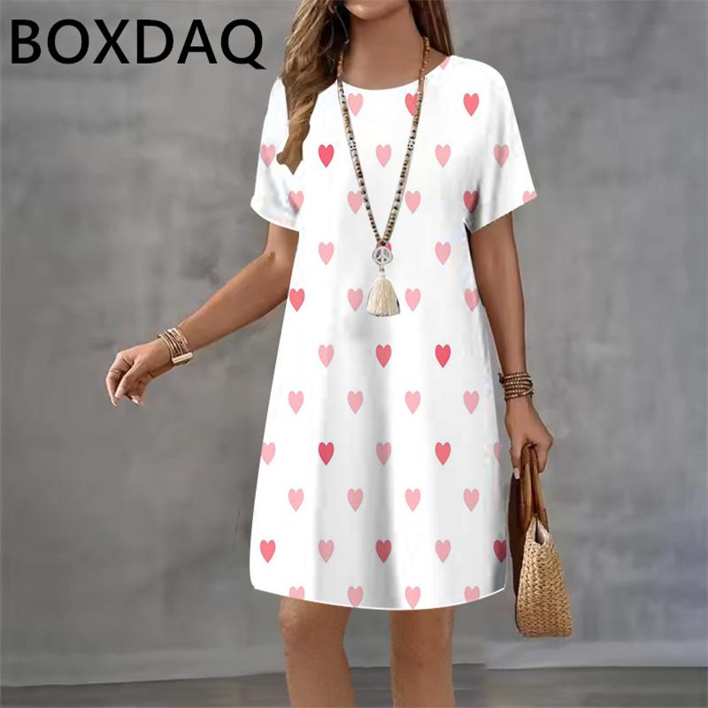 Love Printed Dress Fashion Women s Loose Casual Dresses 4XL