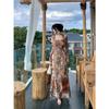 Wasteland wind desert vacation wind mesh long-sleeved dress women's autumn design sense streamer temperament slim dress women