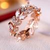 Hollow Branch and Leaf Ring with Zirconia Stones Commuter Fashion Rose Gold Olive Branch Design