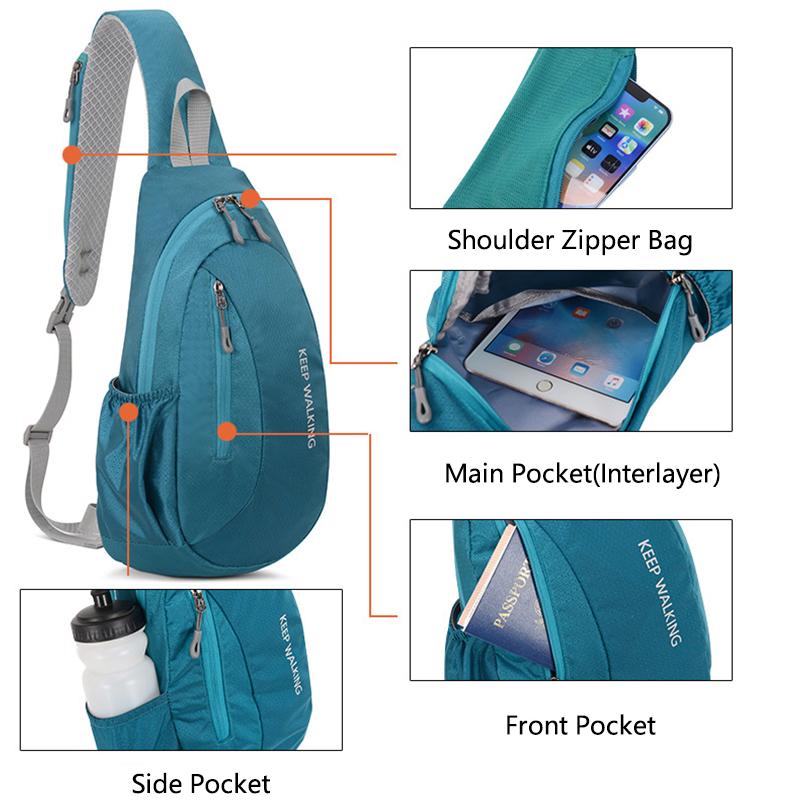 Outdoor Reflective Waterproof Running Shoulder Bag Men'S Crossbody Chest Sports Bag Women'S Hiking Cycling Climbing Backpack