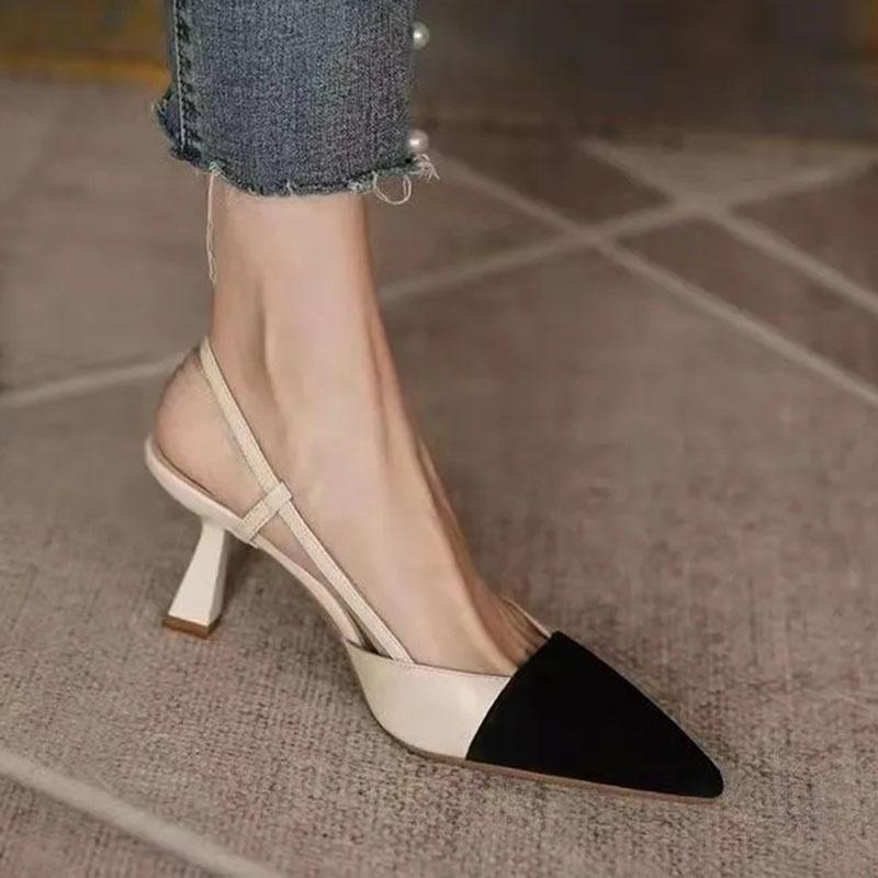 WTEMPO Versatile High Heel Shoes Toe Wrap Women's Soft Leather Comfortable Color Matching Elegant Thin Heel Pointed Toe Sandals Dropshipping Wholesale