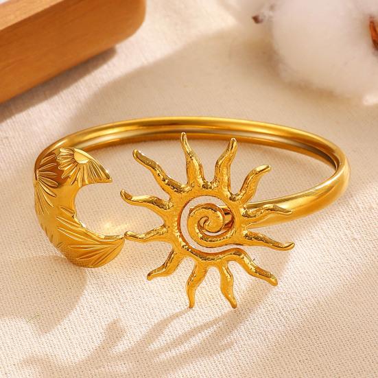 Goldene Manschettenarmbänder für Damen Vintage Blume Schmetterling Sonne Muschel Boho Armreifen Breites Offenes Manschettenarmband Schmuck für Sie