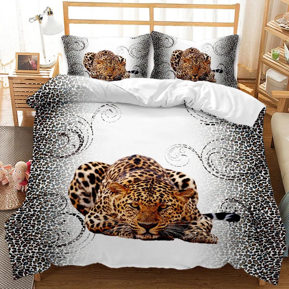 Reactive Print Fierce Animal Lion Panther Series Duvet Cover Sets US CalifKing Queen Size Bedding Sets 3 Pcs Dropship Wholesale