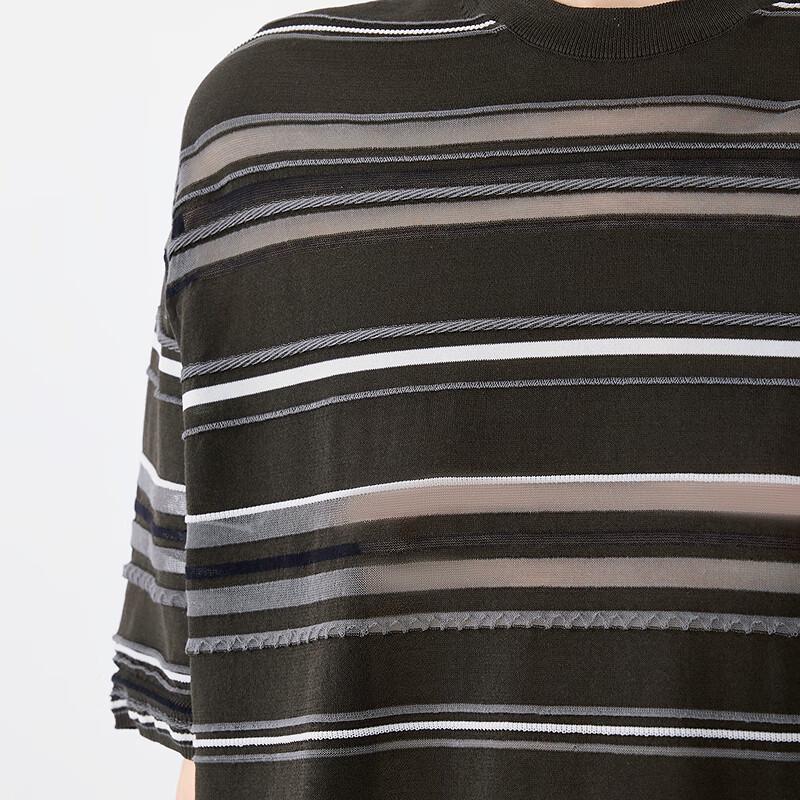 JNBY 2025 Summer Short Sleeve Striped Knit Top