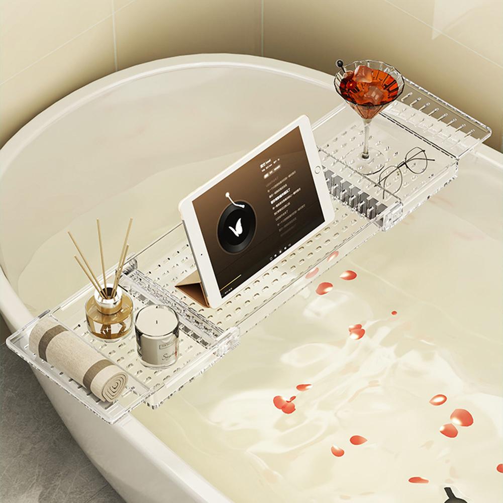 

Bathroom Relaxation Bathtub Caddy Tray Bathtub Caddy For Books And Snacks Acrylic Caddy Tray Extendable Design