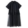 short sleeve Plus size cotton mesh vintage patchwork new in dresses for women casual loose long summer Shirt dress
