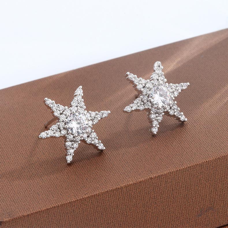 

Серьги в виде пятиконечной звезды в корейском стиле, сияющие звездами, серьги Haoshi для милой молодой женщины