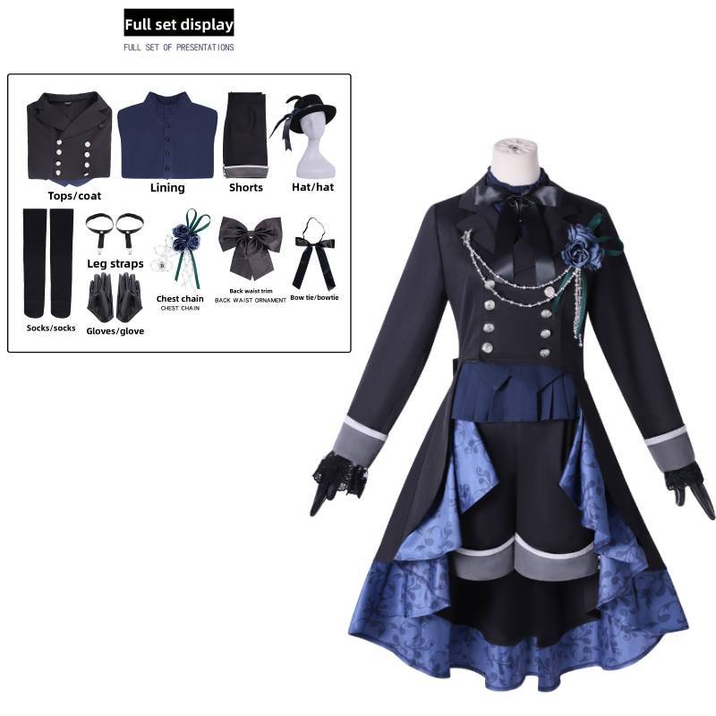 Black Butler Ciel Phantomhive Cosplay Outfit With Polyester Fabric For Anime Conventions And Events