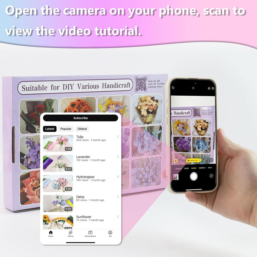 400 Pcs Pipe Cleaners Craft,5 Assorted Colors Pipe Cleaners Bulk, Chenille Stems for DIY Flower Making Kit with Floral Wires, Gardening Tape,Stamen