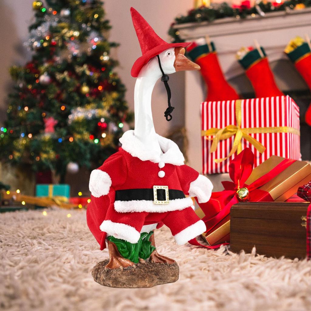 Christmas Porch Goose Figurine Outfit Funny Unique Porch Goose Statue Clothes Decoration for Party Garden Landscape Indoor Patio
